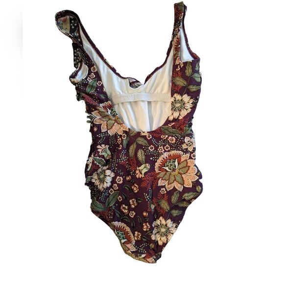 Ann Cole women's maroon floral print swimsuit size 6 boho - Picture 3 of 8